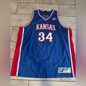 VTG NIKE 1995 Kansas Jayhawks Paul Pierce Authentic Jersey Sewn XXXL 3XL Blue